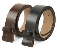 Belt without buckle for men - 100% Full Grain One Piece Leather, Western and casual belts -2 pack Cowboy Belt for Jeans,USA, Black/Brown, 40