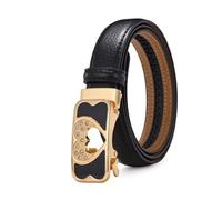 Belt Women Leather Ratchet, Adjustable Fashion Thin Belts for Women with Heart Pattern Alloy Automatic Buckle,Black,120CM/47.3''