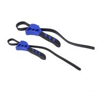 Belt Wrench Set, 2-Piece Multi-Functional 6/8 Inch Adjustable Rubber Strap for Oil Filter Jar Opening, Workshop Plumbing Automotive Multi-Purpose(Blue Black)