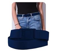 BELTAWAY Easily Adjustable Elastic Flat Buckle No Show Belts for Women - Stretch, Low Profile Design, Soft, Denim, One Size (0-14)
