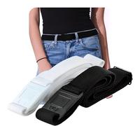 BELTAWAY Easily Adjustable Elastic Flat Buckle No Show Belts for Women - Stretch, Low Profile Design, Soft, Black & White, One Size (0-14)