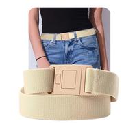 BELTAWAY Easily Adjustable Elastic Flat Buckle No Show Belts for Women - Stretch No Bulge jeans pants, Sand, Plus Size (16-4X)