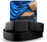 BELTAWAY Men's Easily Adjustable No Show Flat Buckle Belt, Perfectly Adjusts for Every Pair of Pants, Black, Large