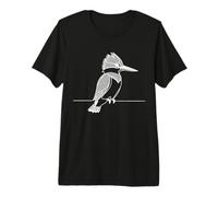 Belted Kingfisher Line Art Bird Illustration Premium T-Shirt