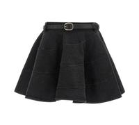 Belted Panelled Mini Skirt, female, Self Portrait, Short Skirts, Black, 2XS, Skirts 2XS