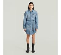 Belted Shirt Dress - Medium blue - Women XS