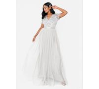 Belted Stripe Embellished Maxi Dress Maya Deluxe Grey 14