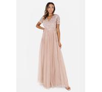 Belted Stripe Embellished Maxi Dress Maya Deluxe Taupe 14