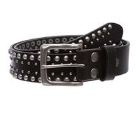 Beltiscool 1 1/2" Snap on Antique Silver Circle Metal Studded Distressed Leather Belt, Black | 38"