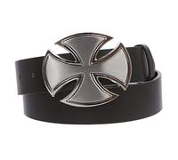 Beltiscool 1 1/2" Snap On Celtic Maltese Cross Buckle With Black Belt, Black | S- 30"~32"