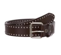 Beltiscool Genuine Vintage Retro Circle Studded Leather Belt - Interchangeable buckle, Brown | 40"
