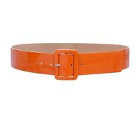 beltiscool Ladies High Waist Patent Leather Wide Fashion Square Belt, Orange, M-34"