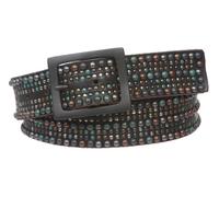 Beltiscool Snap On Tiny Multiple Turquoise Rivet Circle Studded Leather Jean Belt, Black | 40