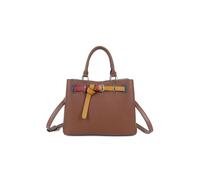Beltline Muse Triple Compartments PU Leather Top Handle Crossbody Bag Fontanella Fashion Brown One Size