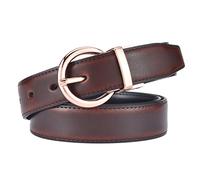 Beltox Fine Women Reversible Leather Belts for Dress Jeans and Waist Ornament, Black and Cognac With Gold Buckle, 30-33.5" Range