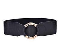 Beltox Women Elastic Belt Dress Stretchy Wide Waist Vintage Thick Cinch PU Leather … (Black, XS-L (27-37 inch stretch range))