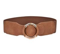 Beltox Women Elastic Belt Dress Stretchy Wide Waist Vintage Thick Cinch PU Leather … (Khaki/Beige, M-XXL (31-43 inch stretch range))
