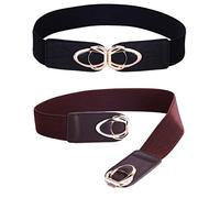 Beltox Womens Belts Elastic Stretch Cinch Plus Fashion Dress Belts for ladies …, Black and Coffee 2 Pack, 26"-43"