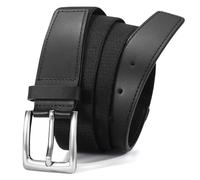 BELTROAD Fabric Elastic Belt for Men, Elasticated Stretch Braided Canvas Nylon Black Belts for Jeans Golf Casual Trousers, Black