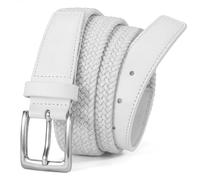 BELTROAD Fabric Elastic Belt for Men, Elasticated Stretch Braided Canvas Unisex Belts for Jeans Golf Casual Trousers, White