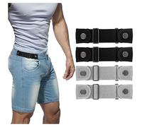 BELTROAD No Buckle Belts for Men Women Side Belt without Buckle Elastic Stretch Adjustable Belt Invisible No Buckle Belt for 1.5 Inch Belt Loops Jeans Pants Shorts Dresses （4 Pack）