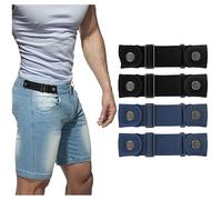 BELTROAD No Buckle Belts for Men Women Side Belt without Buckle Elastic Stretch Adjustable Belt Invisible No Buckle Belt for 1.5 Inch Belt Loops Jeans Pants Shorts Dresses (4 Pack)