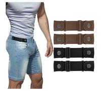 BELTROAD No Buckle Belts for Men Women Side Belt without Buckle Elastic Stretch Adjustable Belt Invisible No Buckle Belt for 1.5 Inch Belt Loops Jeans Pants Shorts Dresses (4 Pack)