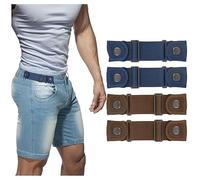 BELTROAD No Buckle Belts for Men Women Side Belt without Buckle Elastic Stretch Adjustable Belt Invisible No Buckle Belt for 1.5 Inch Belt Loops Jeans Pants Shorts Dresses （4 Pack）
