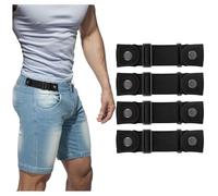 BELTROAD No Buckle Belts for Men Women Side Belt without Buckle Elastic Stretch Adjustable Belt Invisible No Buckle Belt, Black+black+black+black, 22-30cm