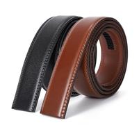 BELTROAD Ratchet Belt Strap for Men Leather Belts Without Buckle Replacement Leather Belt Strap Only 35mm for 40mm Buckle, Litchi Black+brown, for Wasit 44"-50"