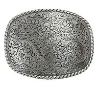 Belts.com Adult Silver Floral With Rope Edge Belt Buckle 1-1/2" (38MM) Antique Nickel