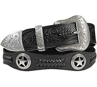 Belts.com Men's Western Ranger Star Badge Concho Braided Genuine Leather Cowboy Belt 40 Black