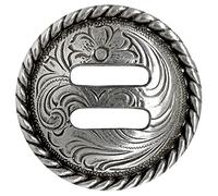 Belts.com Round Rope Edge Slotted Concho 10Pcs 1 and 1/2" Slotted Antique Sterling Silver