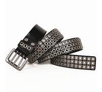 Belts Design Neutral Porous Belt Decorated With Rivets Women Men Adult Gothic Belt Handmade Steampunk Nails Punk Rock Black And Brown Belt Blet Super Soft Leather Belt ( Color : Black , Size : 120cm )