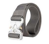 Belts For Men Tactical Belt Metal Silver Buckle Nylon Waist Strap Girdle Heavy Duty Training (Grey)