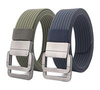 Belts Men, Military Double D-ring Adjustable Buckle Nylon Tactical Belt, 2 Pack