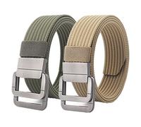 Belts Men, Military Double D-ring Adjustable Buckle Nylon Tactical Belt, 2 Pack