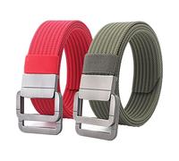 Belts Men, Military Double D-ring Adjustable Buckle Nylon Tactical Belt, 2 Pack