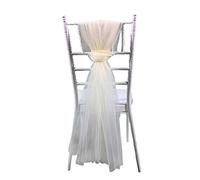 BELUAPI Set of 10 Mesh Yarn Chair Bows Sashes Tie Back Decorative,6.5 x 4.9ft Tulle Chair Cover Long Bow Ties Banquet Chair Sashes Bows Ties for Weddings Party Decoration
