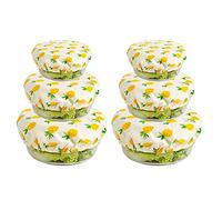 BELUAPI Set of 6 Dust Stretch Bowl Covers, Reusable Cotton Dish Plate Lids, Durable Food Storage Covers for Party and Outdoor (No Bowls), Yellow-green Pineapple, 10.2 inch+9 inch+7.2 inch