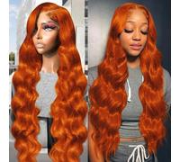 Beluck Ginger Orange 13x6 Transparent HD Lace Front Wigs Human Hair, Body Wave Human Hair Wig For Black Women, Real Brazilian Glueless Wig Lace Frontal Pre Plucked With Baby Hair 22 Inch