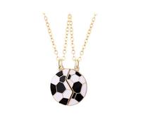 BELUCKIN BFF Necklace for 2 Girls Trendy Matching Soccer Necklace Football Friendship Necklace for Women Best Friend Necklace Jewelry Gifts for Sports Lover, Oil dripping, No Gemstone