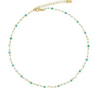 BELUCKIN Bohemia Green Beaded Choker Necklace for Women,Simple Dainty Green Square Round Beads Cubic Crystal Necklace Summer Beach Jewelry, Zinc, No Gemstone