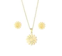 BELUCKIN Daisy Necklace and Earring Set Daisy Flower Pendant Necklace Minimalist Daisy Stud Earrings Jewelry for Women, Zinc, No Gemstone