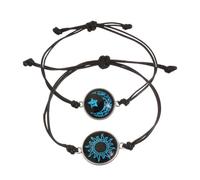 BELUCKIN Luminous Sun and Moon Star Bracelets Coupples BFF Bracelet Matching Braided Bracelet for Love Glow in the Dark Jewelry, 10-30CM, Glass, no gemstone