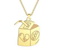 BELUCKIN Stainless Steel Juice Box Pendant Necklace Hip Hop Necklace Streetwear Necklace Jewelry for Men and Women, 1.8*2.1cm, Zinc, No Gemstone