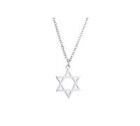 BELUCKIN Star of David Necklace Stud Earrings Jewish Jewelry Set for Women, Zinc, No Gemstone