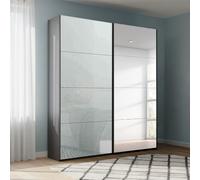 Beluga Extra Sliding Wardrobe - 137cm - 2 Door - Mirror - Graphite & Silk Grey Glass