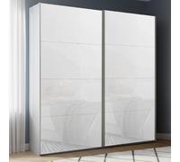 Beluga Extra Sliding Wardrobe - 181cm - 2 Door - Silk Grey & White Glass