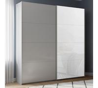 Beluga Extra Sliding Wardrobe - 181cm - 2 Door - Silk Grey & White Glass Front